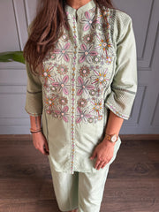 Pure cotton embroidered summer co-ord set (Slush)