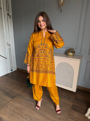 (Chandni) Soft and premium embroidered woollen co-ord set