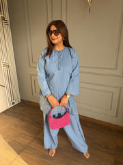 Cotton Denim farshi salwaar Coord (Nish)