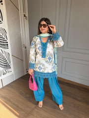 Pure cotton schiffli farshi salwar suit with cotton lining on shirt (Ananta)