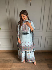 Pure crepe mirror work Sharara suits with full lining (Shikha)