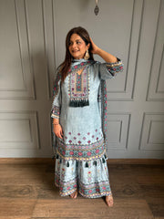 Pure crepe mirror work Sharara suits with full lining (Shikha)