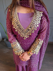 Bandhej print georgette full lined sharara suit (Naksh)