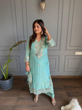 New tissue long co-ord set with cotton lining and with potli (Kimara))