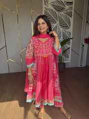 PREMIUM SHORT A LINE FLARRED SUIT (PINK)