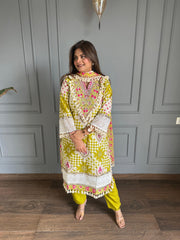 Pure cotton shiffli suit with cotton lining on shirt (Inara)