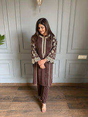All new 2 piece woollen embroided co-ord set (Sonia)