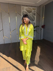 LEMON REAL MIRROR WORK CO-ORD SET