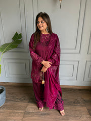Dupian silk farshi salwar embroidered co-ord set cum suit (Hansvi)