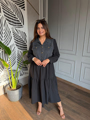 Half denim calf length dress (Uk)