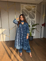 Pure cotton flarred mirror suit