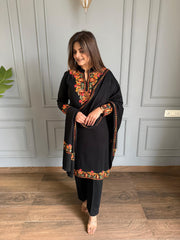 Woollen 3 piece Kashmiri embroided shawl suit (Kazo)