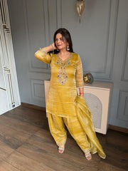 Crush tissue jewellery work farshi salwar suit (Samantha)