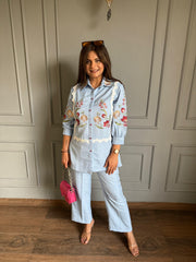 Imported cotton blend embroidered co-rd set (Urfi)