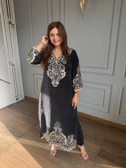 Beautiful embroidered crepe long co-ord set (Suman)