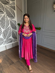 Crush tissue embroided suit with banarasi dupatta (Amara)