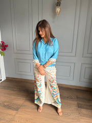 Crepe shirt with lining and printed cotton pants co-ord (Liza)