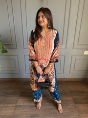 All new digital print crepe co-ord with cotton lining on shirt (Manushi)