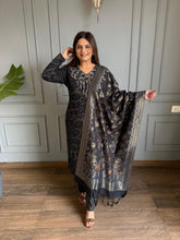 Knitted woollen embroided banarasi dupatta suit (Monaco)
