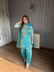 Crush tissue jewellery work farshi salwar suit (Samantha)