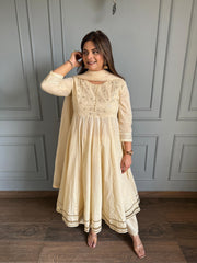 Pure cotton anarkali suit with gotta detailing
