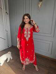 Beautiful embroidered crepe long co-ord set (Suman)