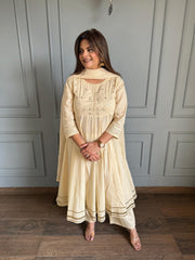 Pure cotton anarkali suit with gotta detailing
