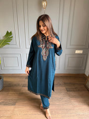 All new warm and soft embroidered ambi work pheran set (Nusrat)