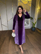 Dualtone velvet plinted embroidered dress (Jennifer)