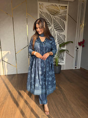 Pure cotton flarred mirror suit