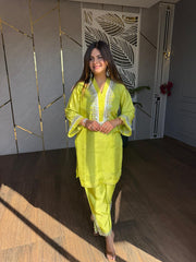 LEMON REAL MIRROR WORK CO-ORD SET