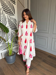 Cotton A line 2 piece pleated suit with lining on shirt (Titli)