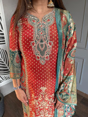 Digital print embroided suit (Sephora)