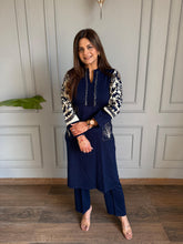 Acrylic wool side embroided woollen A line co-ord set (Shabnam)