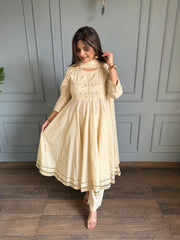 Pure cotton anarkali suit with gotta detailing