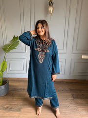 All new warm and soft embroidered ambi work pheran set (Nusrat)