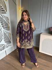 Pure crepe farshi suit with cotton lining (Samira)
