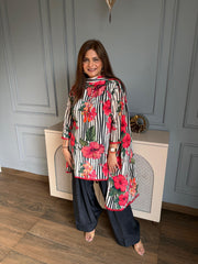 Crepe printed suit with cotton lining on shirt (Ragini)