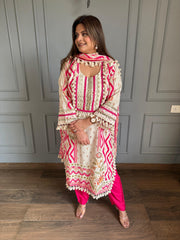 Pure cotton ikkat print suit with handwork and laces (Archi)