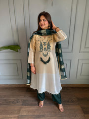 Tissue embroidered A line suit with tissue dupatta (Amelia)