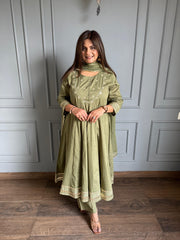 Pure cotton anarkali suit with gotta detailing