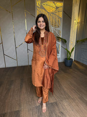 Corduroy velvet embroiderd suit with banarasi dupatta (Kenya)