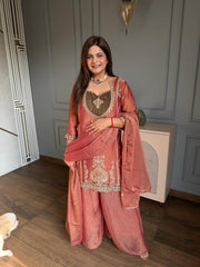 Pure soft tissue sharara suit with handwork (Geet)