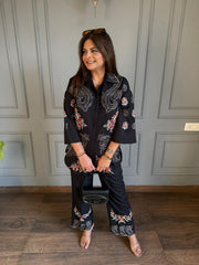 Imported soft cotton blend embroidered co-ord set (Kyra)