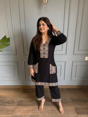 Embroidered pocket A line co-ord set (Anna)