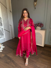 (Falguni) Very premium hand embroidered tissue suit with dupatta
