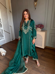 (Falguni) Very premium hand embroidered tissue suit with dupatta