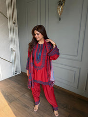 Pakistani style embroidered pure cotton suit (Purvi)