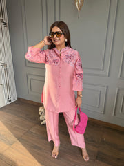 Beautiful summer embroidered co-ord set (Honey)