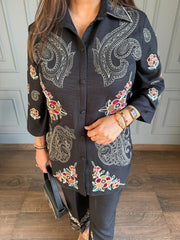 Imported soft cotton blend embroidered co-ord set (Kyra)